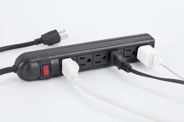 black surge protector  on white background