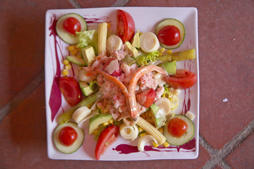 Seafood salad for lunch at a cafŽ, Nice, France