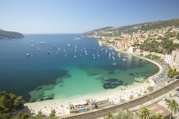 Looking down on the harbor and Mediteranean at Nice, France