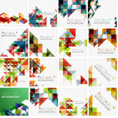 Set of triangle geometric abstract backgrounds. Universal business or technology templates