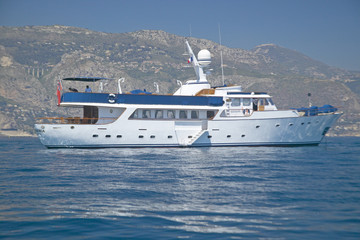 Yacht in port at Saint Jean Cap Ferrat, French Riviera, France