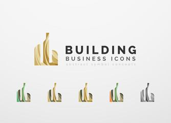 Set of real estate or building logo business icons