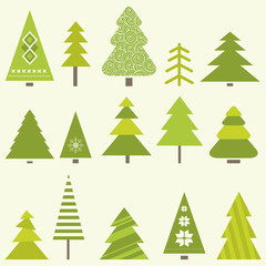 set of christmas trees