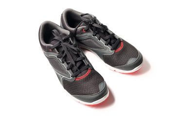 New unbranded running shoe color black and red, sneaker or train