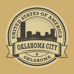 Grunge rubber stamp with name of Oklahoma, Oklahoma City