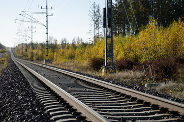 Fototapeta na wymiar Railroad tracks closeup