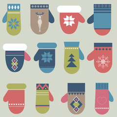 Set of winter mittens