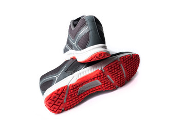 New unbranded running shoe color black and red, sneaker or train