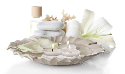 Fototapeta na wymiar Beautiful composition of spa treatment, isolated on white