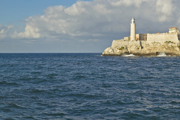 Lighthouse at Castillo del Morro, El Morro Fort, across the Havana Channel, Cuba