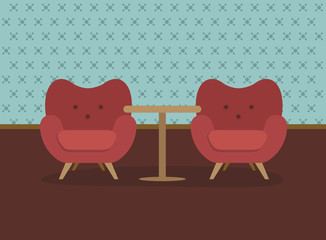 Retro armchairs. Flat design vector.