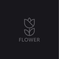 Fototapeta premium outline Logo contour one line Simple design pattern floral monogram, elegant , vector illustration flat style