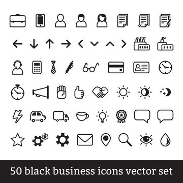 Big business icons vector set (black)