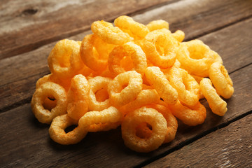Chips rings on wooden background