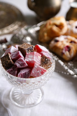 Turkish delight and baking on table close-up