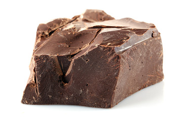 Black chocolate piece isolated on white
