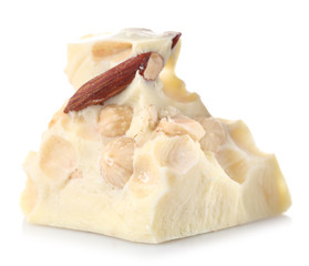 White chocolate piece isolated on white