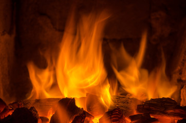 Hot coals in the fire - 94852826