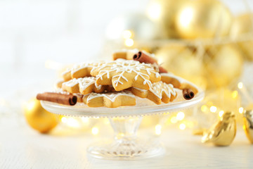 Fototapeta na wymiar Beautiful cookies with Christmas decor