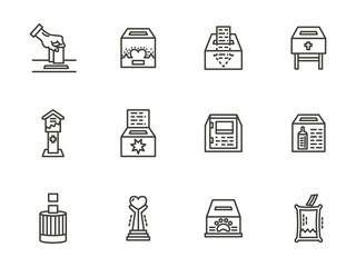 Charity elements black line vector icons set