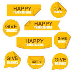 Happy thanksgiving yellow stickers
