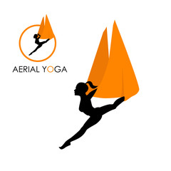  Aerial yoga training icons, vector illustration