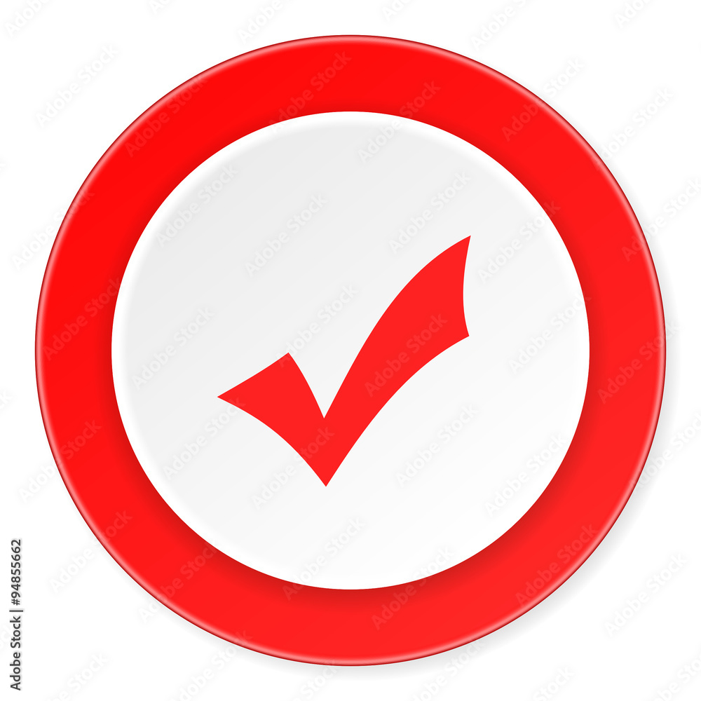 Aufkleber accept red circle 3d modern design flat icon on white background
