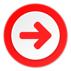 right arrow red circle 3d modern design flat icon on white background