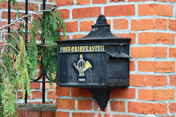 Old German mailbox.  Kaliningrad (until 1946 Konigsberg), Russia
