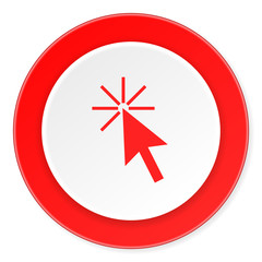 click here red circle 3d modern design flat icon on white background