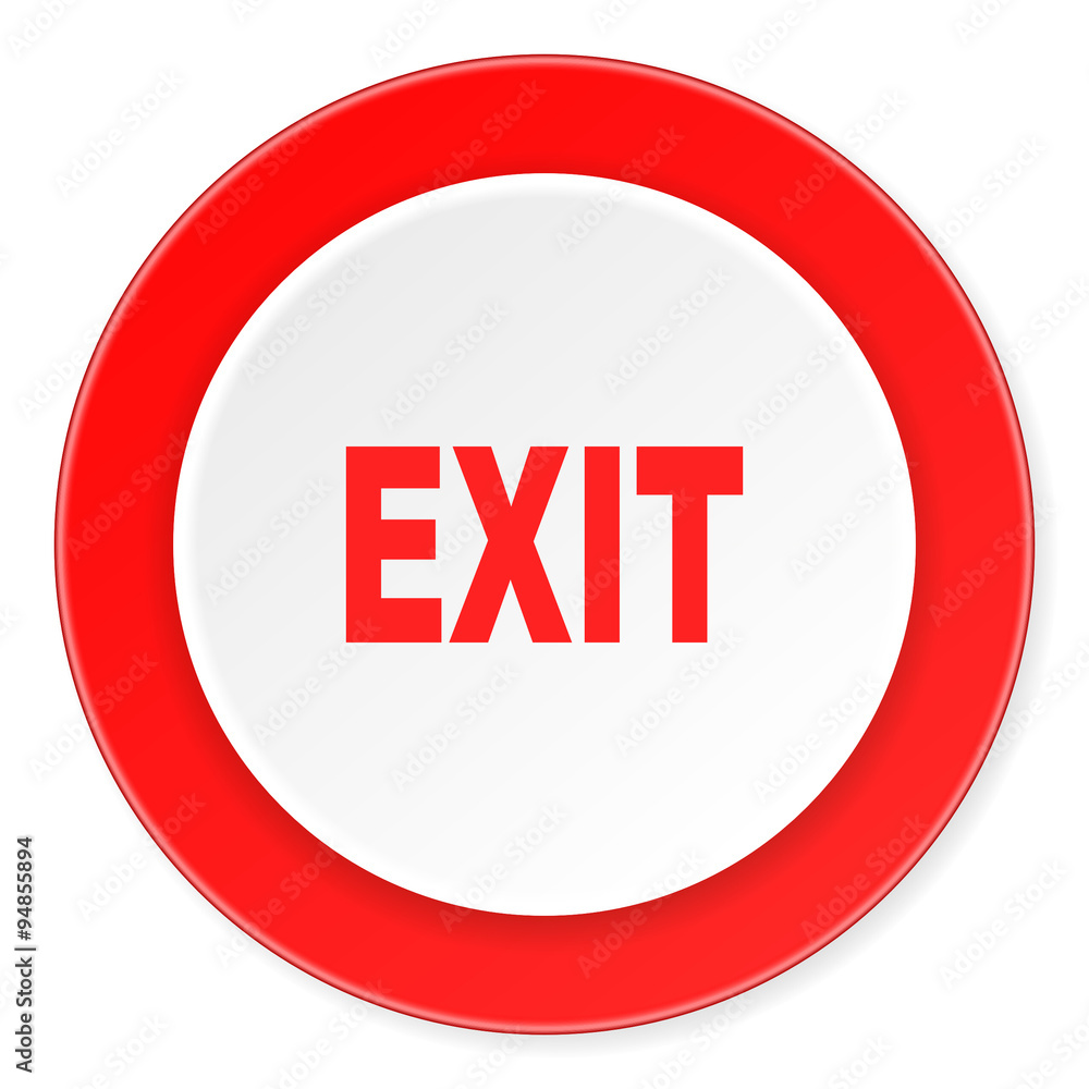Poster exit red circle 3d modern design flat icon on white background