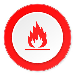 flame red circle 3d modern design flat icon on white background