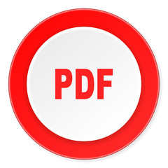 pdf red circle 3d modern design flat icon on white background
