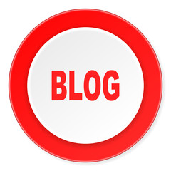 blog red circle 3d modern design flat icon on white background