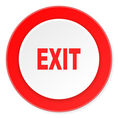 exit red circle 3d modern design flat icon on white background