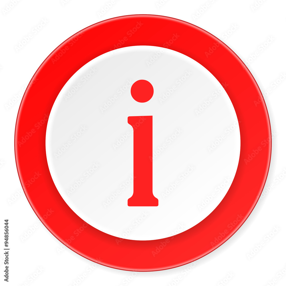 Aufkleber information red circle 3d modern design flat icon on white background