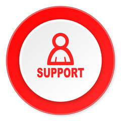 support red circle 3d modern design flat icon on white background