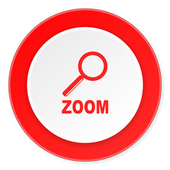 zoom red circle 3d modern design flat icon on white background