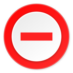 minus red circle 3d modern design flat icon on white background