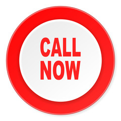 call now red circle 3d modern design flat icon on white background