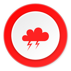 storm red circle 3d modern design flat icon on white background