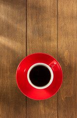 cup of  coffee on wood