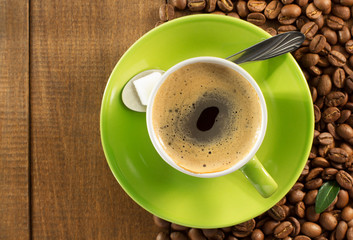 Fototapeta premium cup of coffee on wood