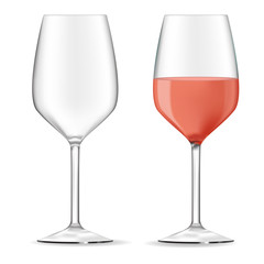Glass of rose wine. Wine glass empty.