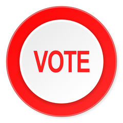 vote red circle 3d modern design flat icon on white background