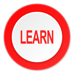 learn red circle 3d modern design flat icon on white background
