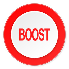 boost red circle 3d modern design flat icon on white background