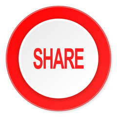 share red circle 3d modern design flat icon on white background