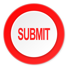 submit red circle 3d modern design flat icon on white background