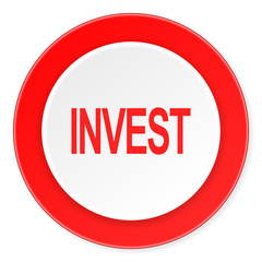 nvest red circle 3d modern design flat icon on white background